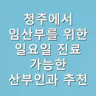청주에서 임산부를 위한 일요일 진료 가능한 산부인과 추천