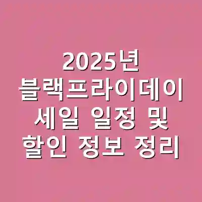 2025년 블랙프라이데이 세일 일정 및 할인 정보 정리