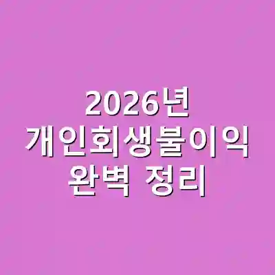 2026년 개인회생불이익 완벽 정리