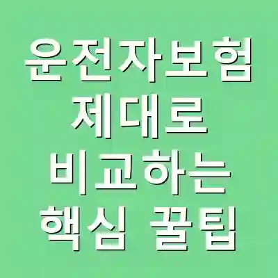 운전자보험 제대로 비교하는 핵심 꿀팁